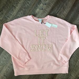 Cupcakes and Cashmere Let It Snow Pink Sweatshirt-Size Medium